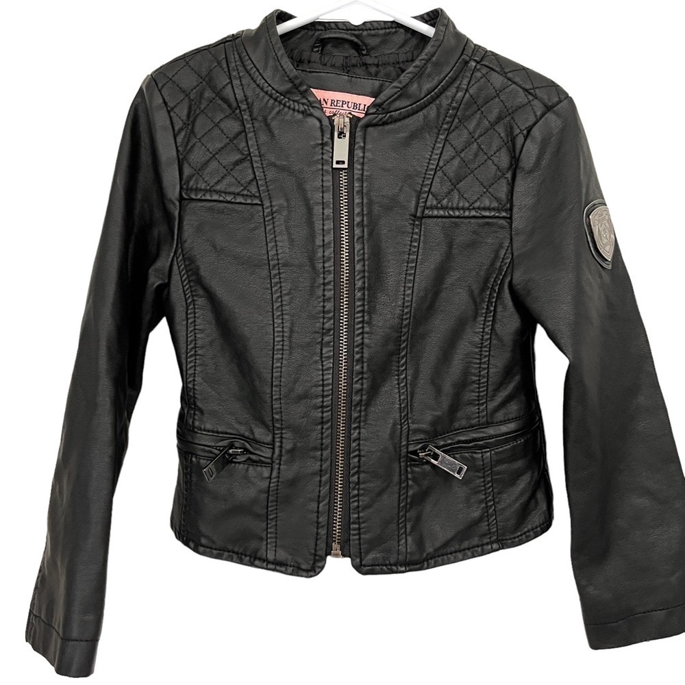 Urban Republic Girls Collection Black Vegan Leather Moto Bike Jacket
